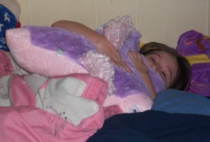 Gillian with her pillow pet