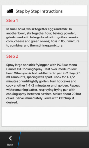 Blackberry Recipe app