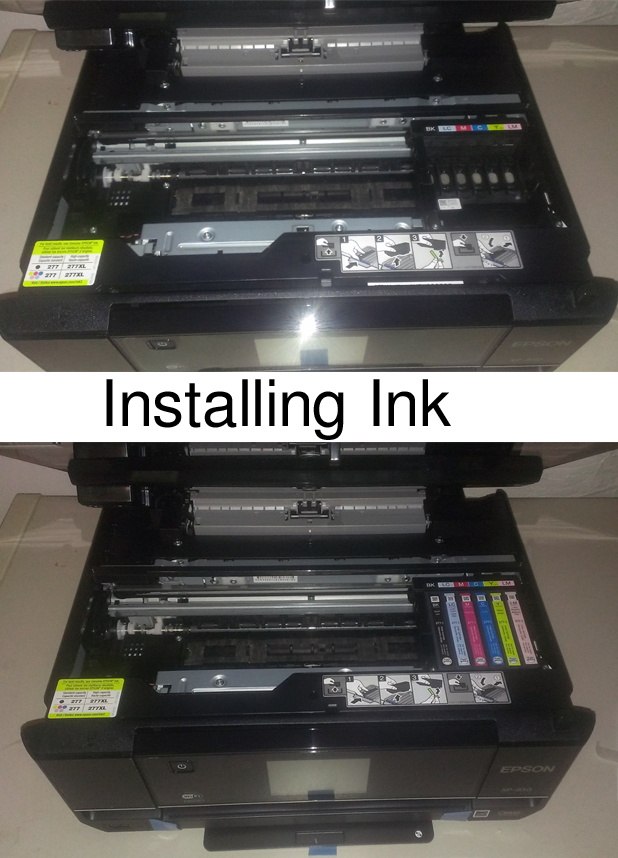 installing ink in the epson