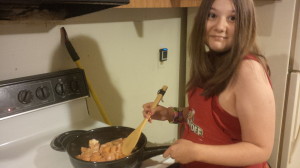 gillian cooking dinner