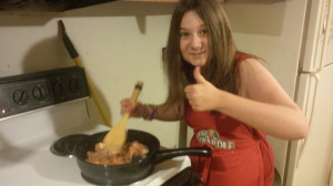 cooking dinner
