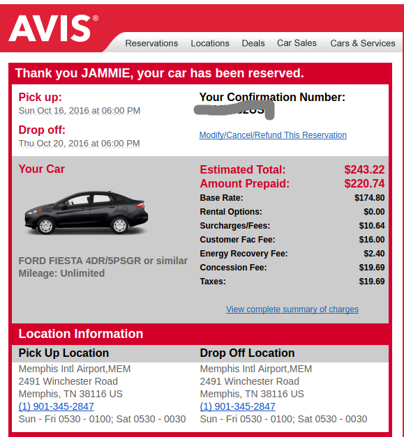 DO NOT RENT A VEHICLE FROM AVIS